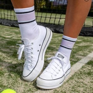 Pre-Loved White Low Top Platform Converse - Reserved